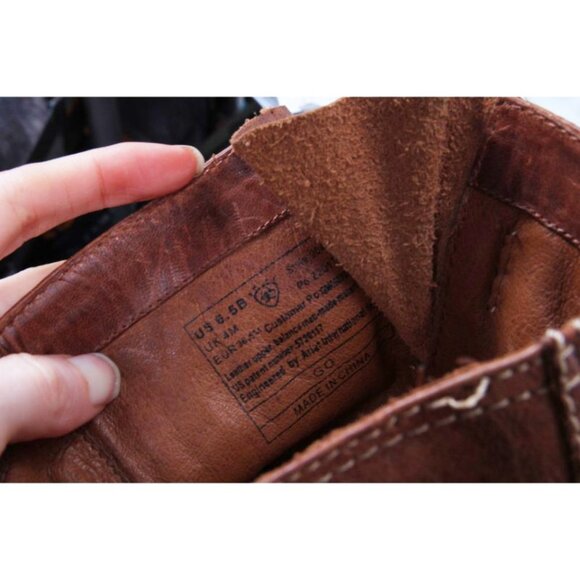 ARIAT pull on leather boots womens shoes brown womens sz 6.5 B - Picture 12 of 14